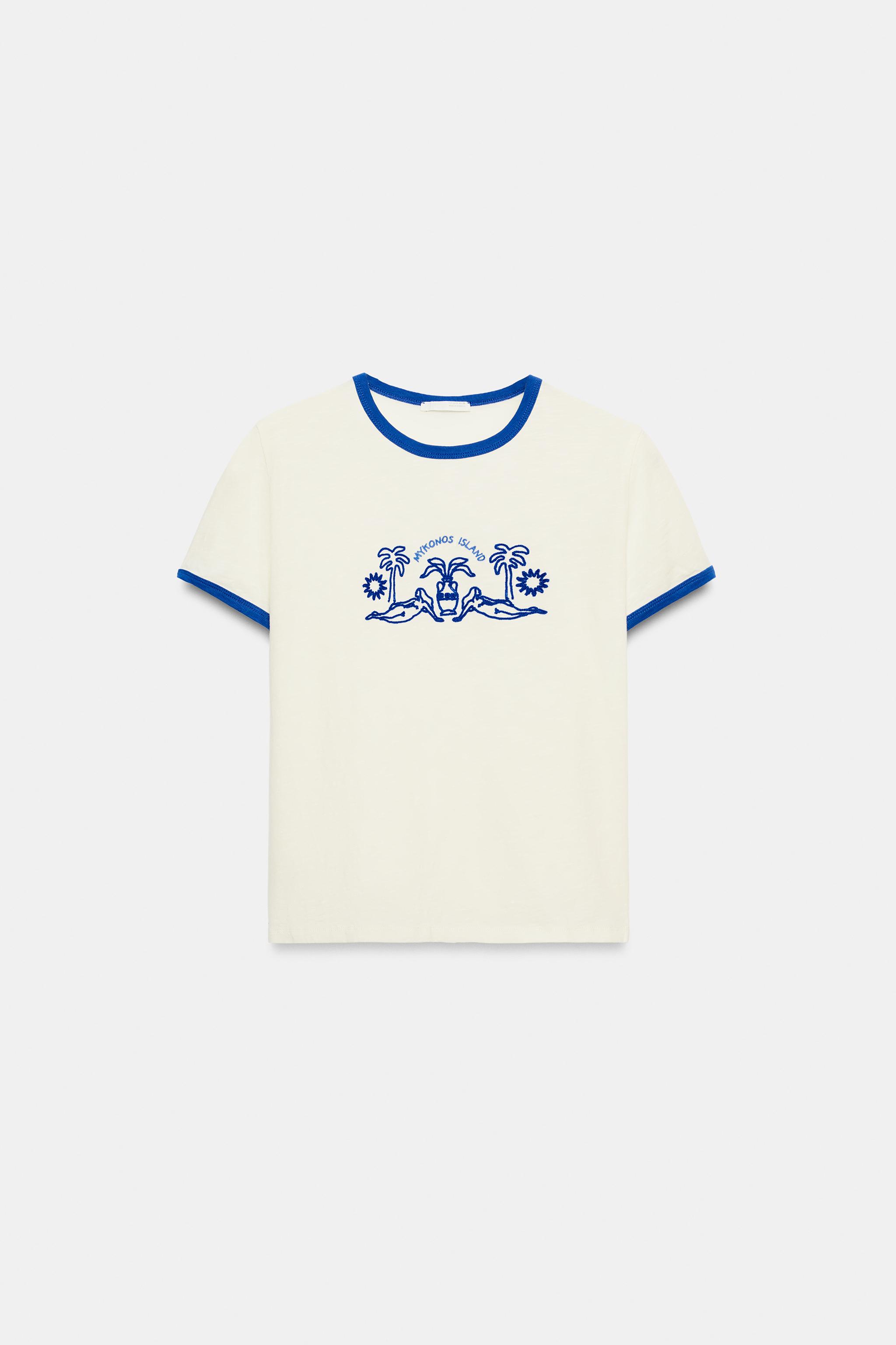 İŞLEMELİ KISA KOLLU T-SHIRT - Görsel 3