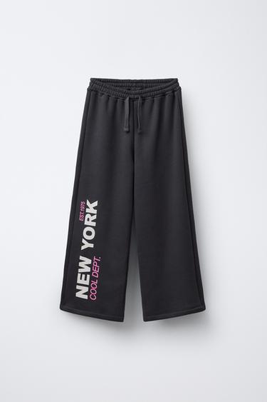 PANTALÓN CULOTTE TEXTO - Gris antracita de Zara - Imagen 0