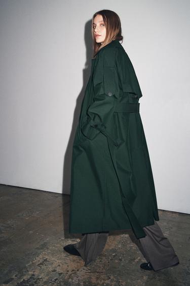 TRENCH OVERSIZE DÉPERLANT ZW COLLECTION - Vert bouteille de Zara - Image 8