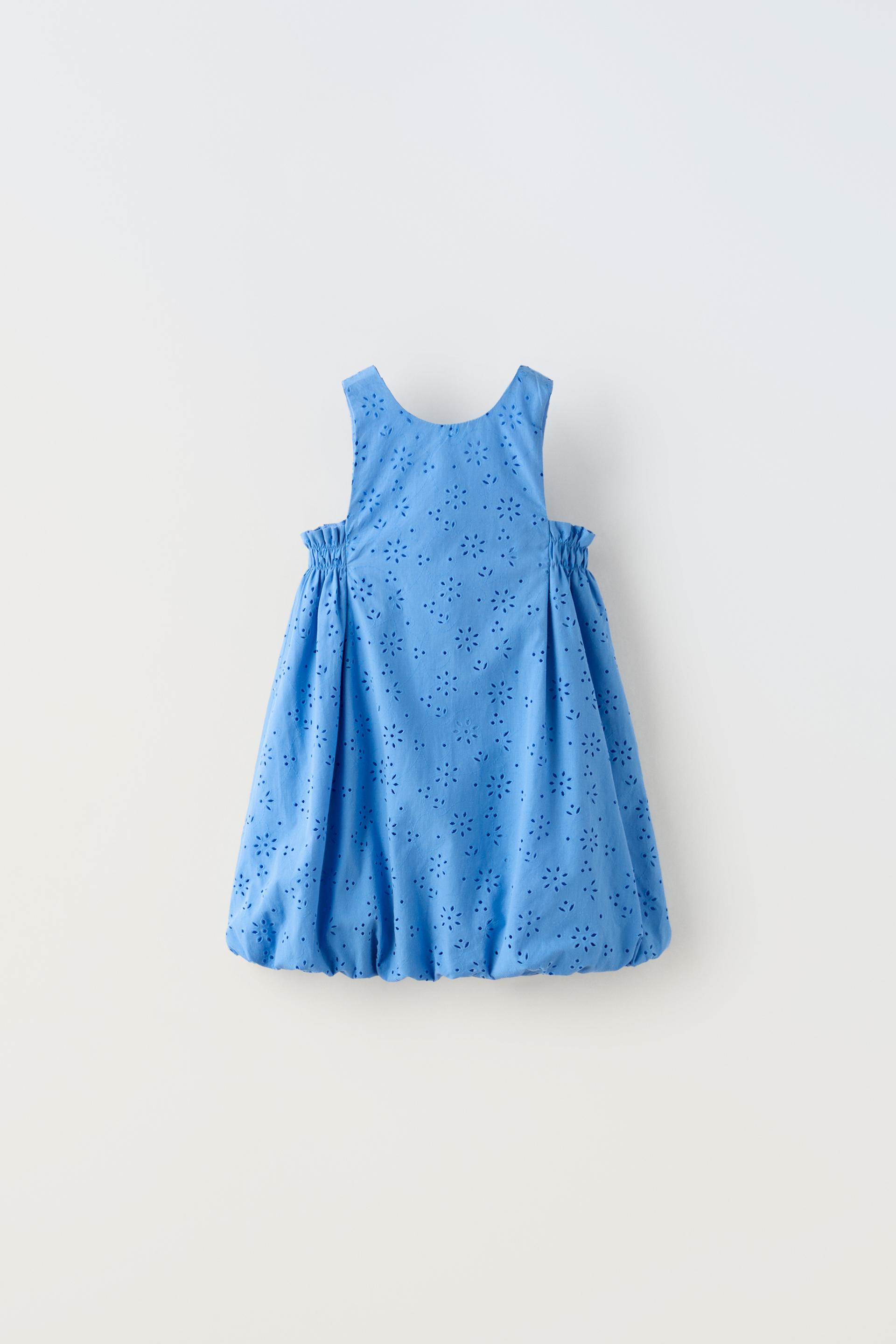 EMBROIDERED BALLOON DRESS Blue ZARA India embroidered-balloon-dress-blue-zara-india