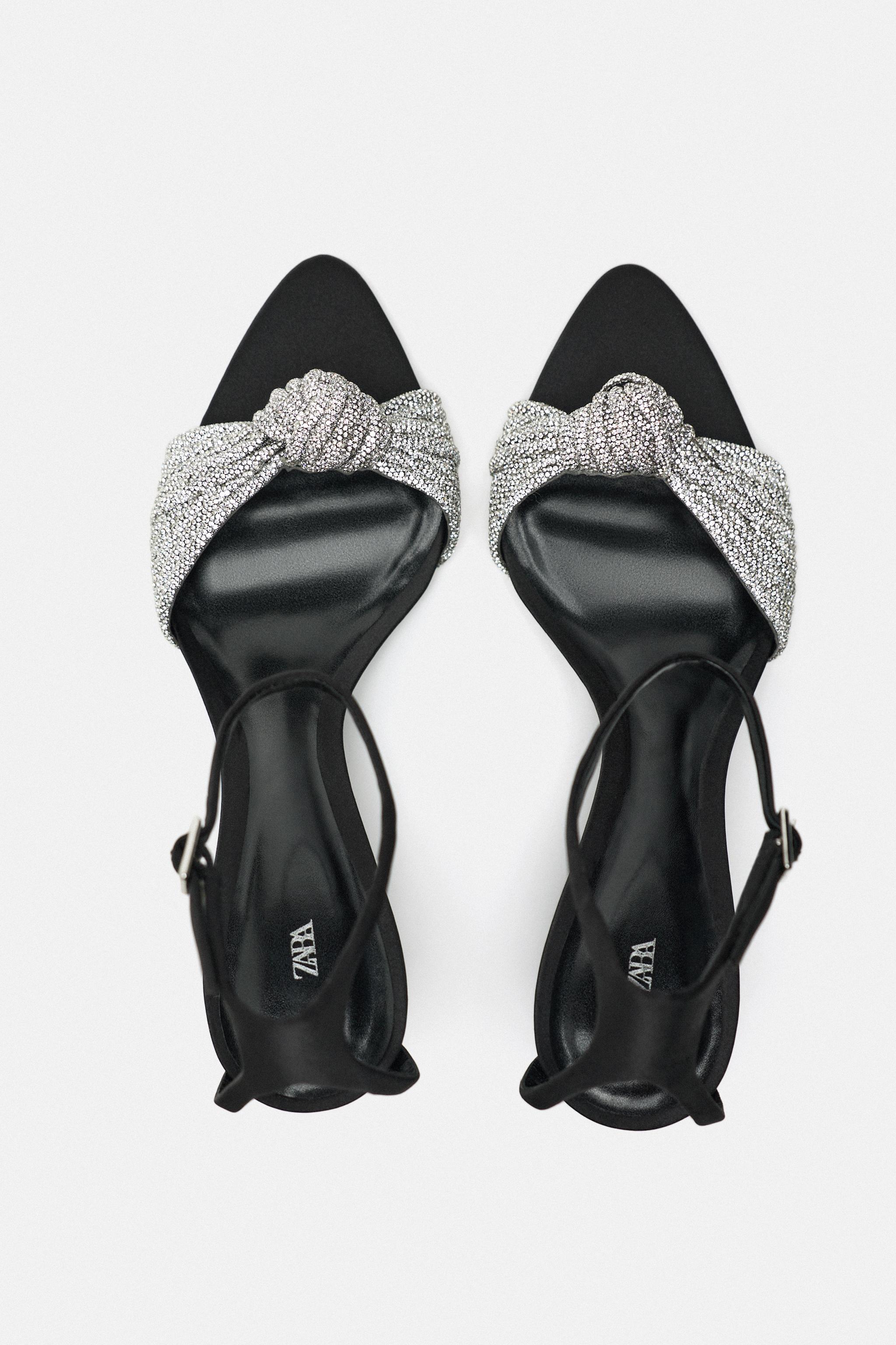 Black sandals with online rhinestones