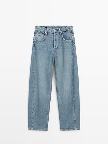 Zara Mid-rise balloon fit jeans - Aquamarine