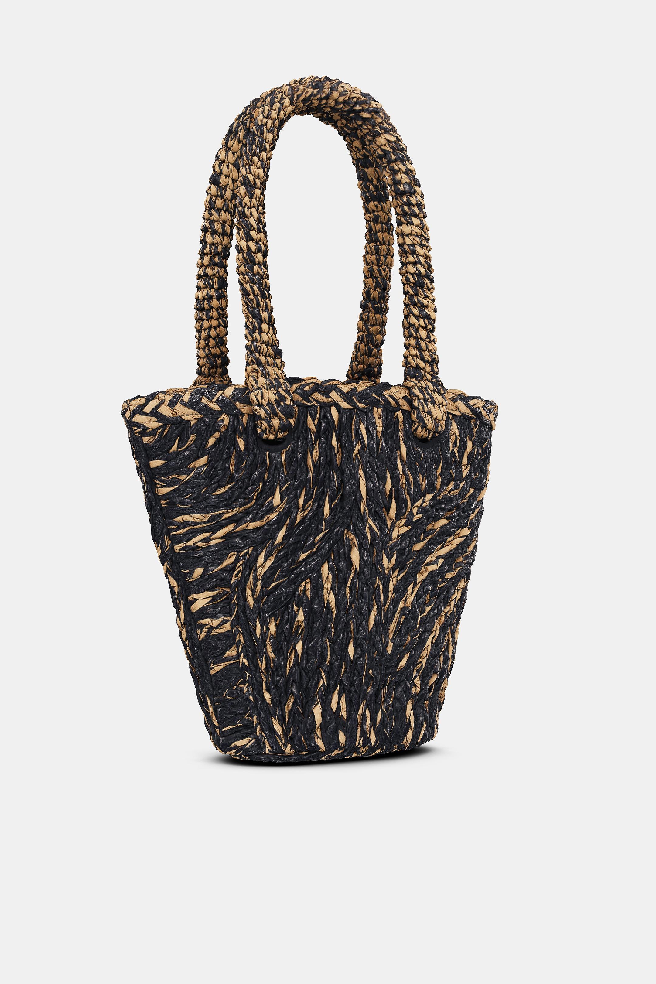 新品未使用ZARAダークブラウン 編み込みトートバッグ 編み込みトートバッグ - ブラウン | ZARA Japan / 日本
