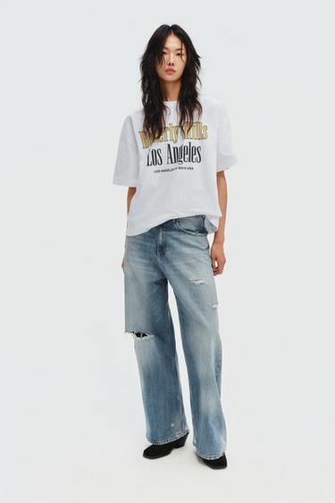 T-SHIRT WITH SLOGAN - White by Zara
