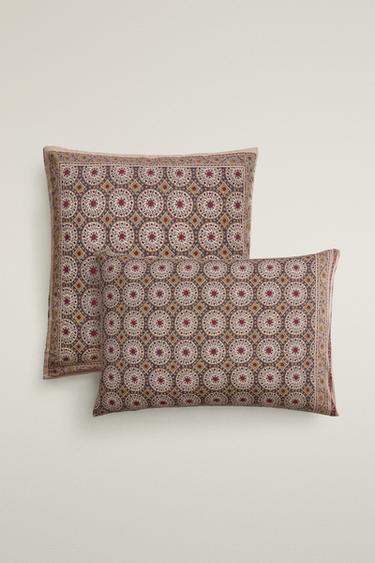 FADED SATEEN PRINTED PILLOWCASE (300 THREAD COUNT) — Beige 1