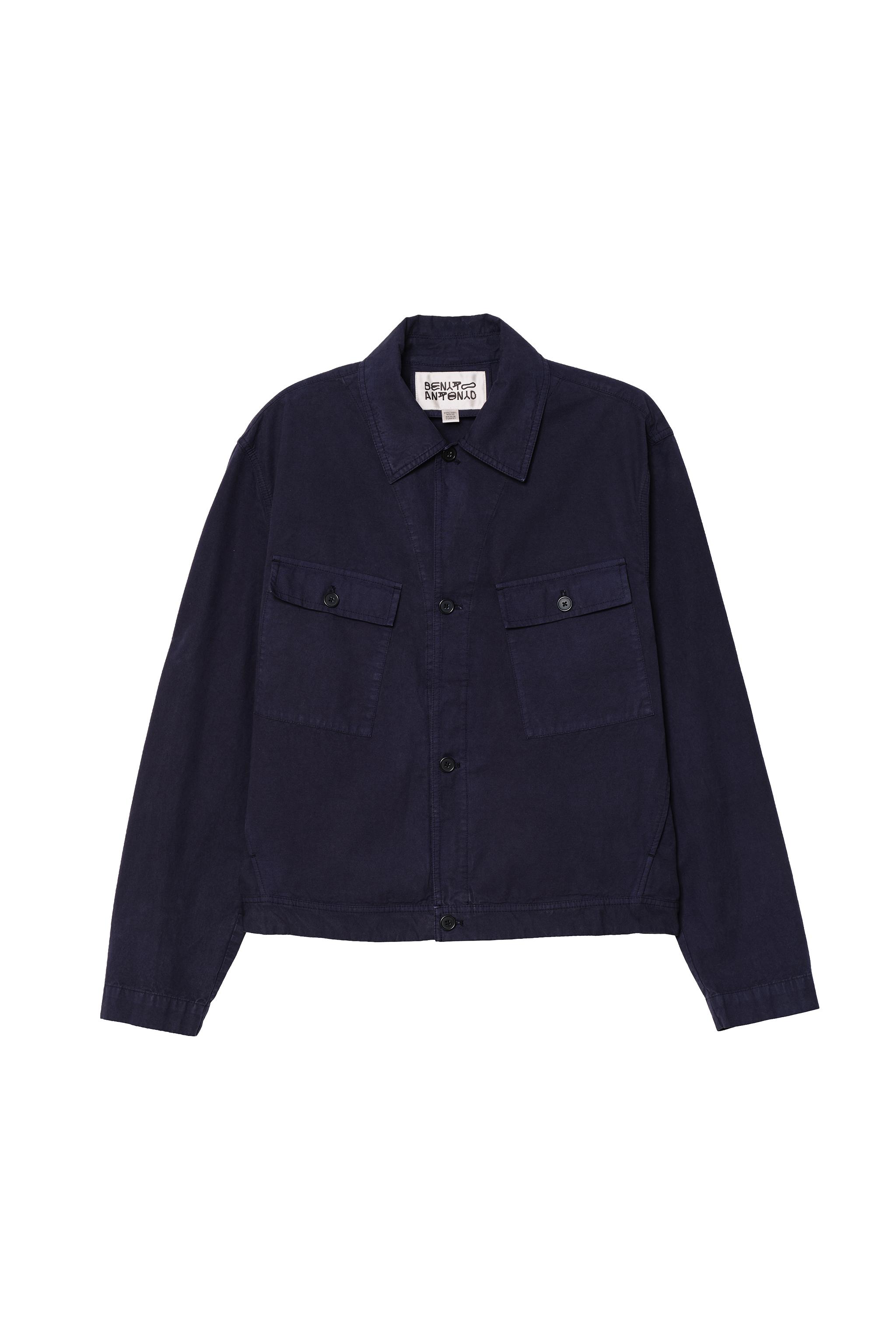 RELAXED FIT POCKET OVERSHIRT — Navy blue