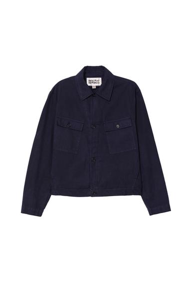Zara RELAXED FIT OVERSHIRT WITH POCKETS - Navy blue