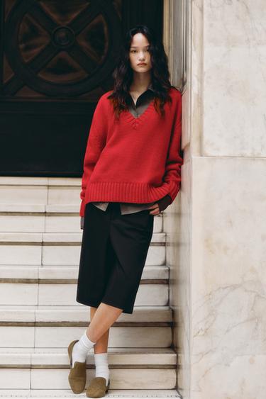 Zara 加大碼針織衫 - 紅色