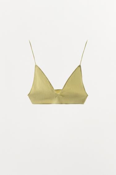 POINTELLE BRALETTE WITH SATIN BOW - Light green by Zara - Image 3