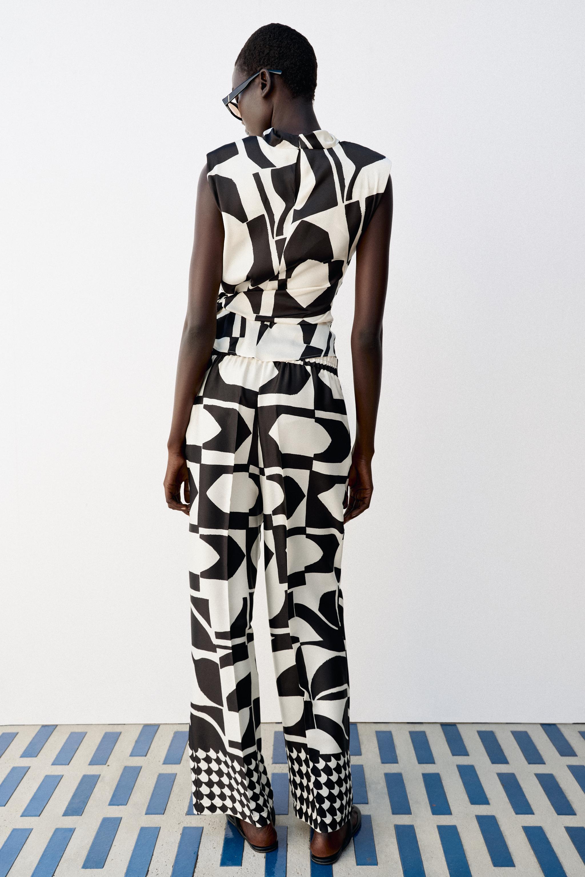 Женские брюки Zara GEOMETRIC PRINT PANTS — фото 5