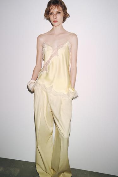 ZW COLLECTION LACE CAMISOLE TOP - Yellow by Zara