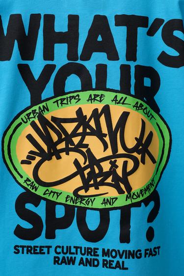 T-SHIRT À IMPRIMÉ GRAFFITI - Bleu de Zara - Image 3