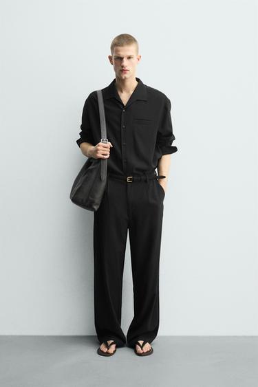 Zara RELAXED FIT FLOWY SHIRT - Black - Image 0
