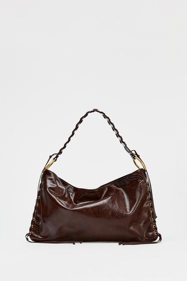 BOLSO DE HOMBRO OJALES - Chocolate de Zara