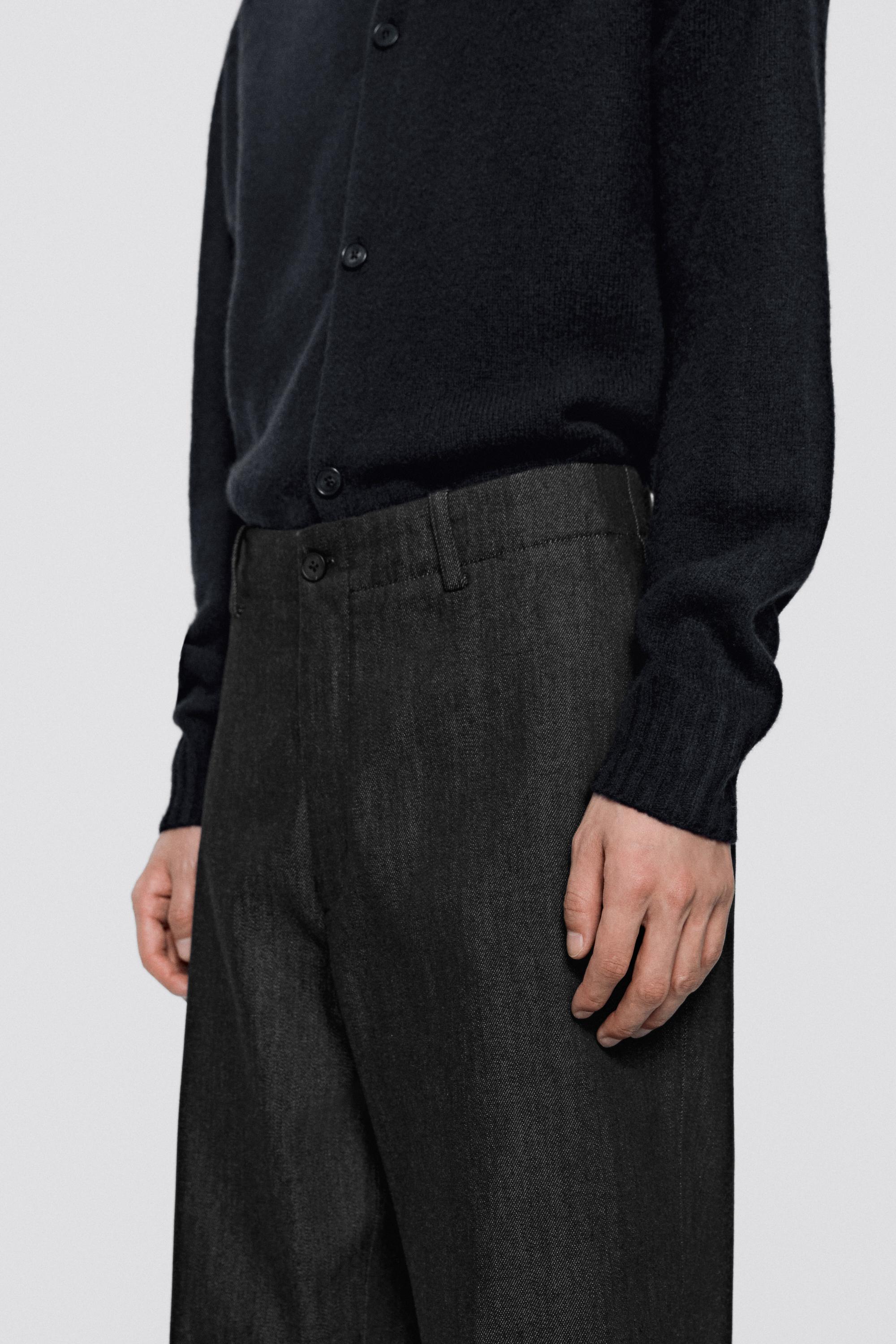 Cotton blend denim-effect pants - LIMITED EDITION