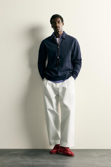 SUDADERA POLO INTERLOCK CREMALLERA - Marino de Zara - Imagen 0