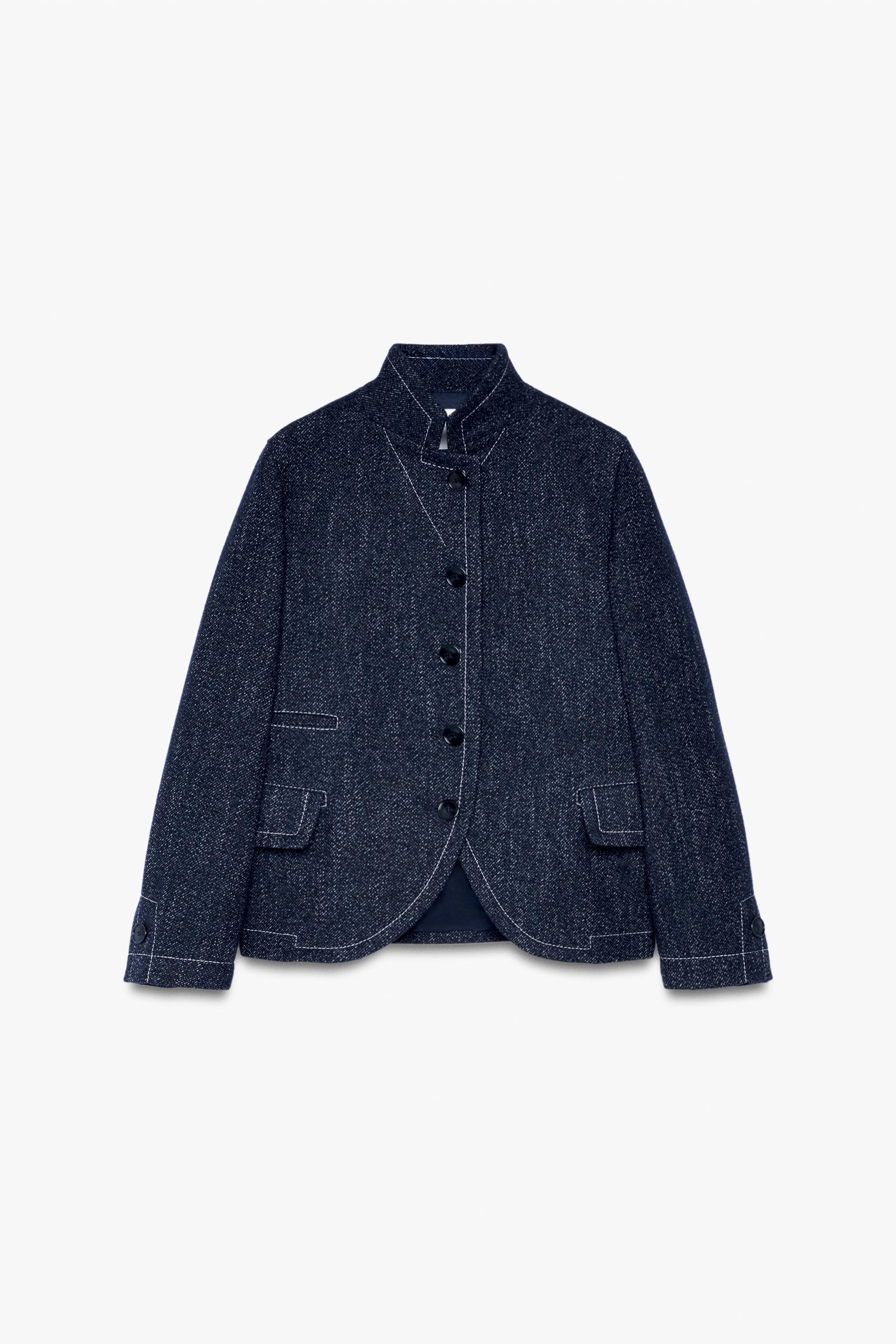 Zw Collection Denim Effect Contrast Seam Blazer by Zara