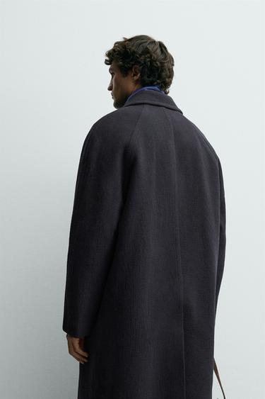 Zara STRUCTURED WOOL COAT - Navy blue