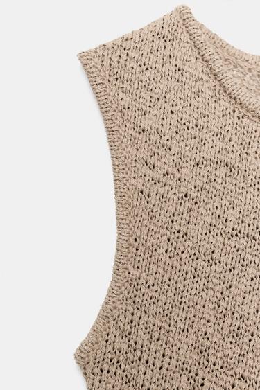 ASYMMETRIC KNIT TOP - SAND/BROWN by Zara - Image 8