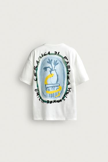 RELAXED FIT CERAMIC PRINT T-SHIRT - White by Zara