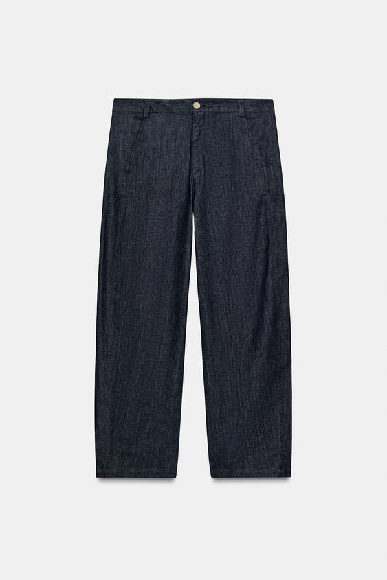 PANTALÓN BARREL - Azul de Zara - Imagen 0