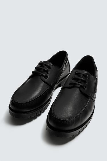 LEATHER DECK SHOES - Black by Zara - Image 4