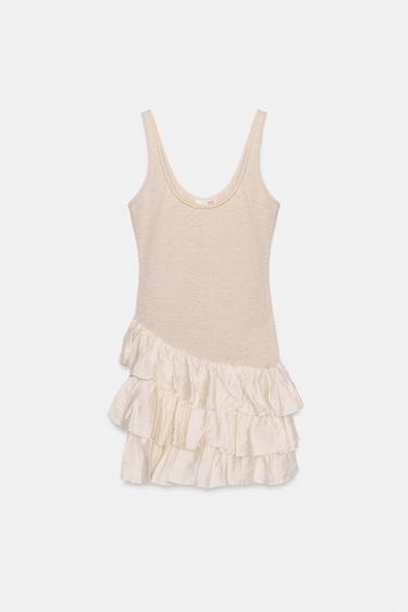 SHORT DRESS WITH RUFFLES - Ecru by Zara