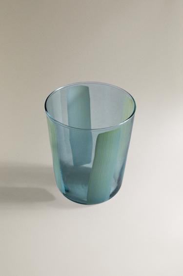 STRIPED GLASS TUMBLER - Blue by Zara - Image 1
