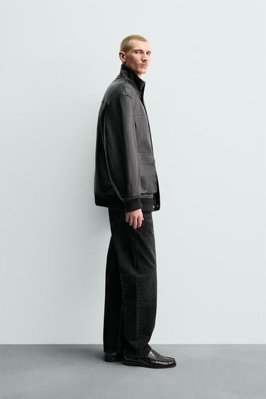 BLOUSON RELAXED FIT EN CUIR ORIGINS - Noir de Zara - Image 3