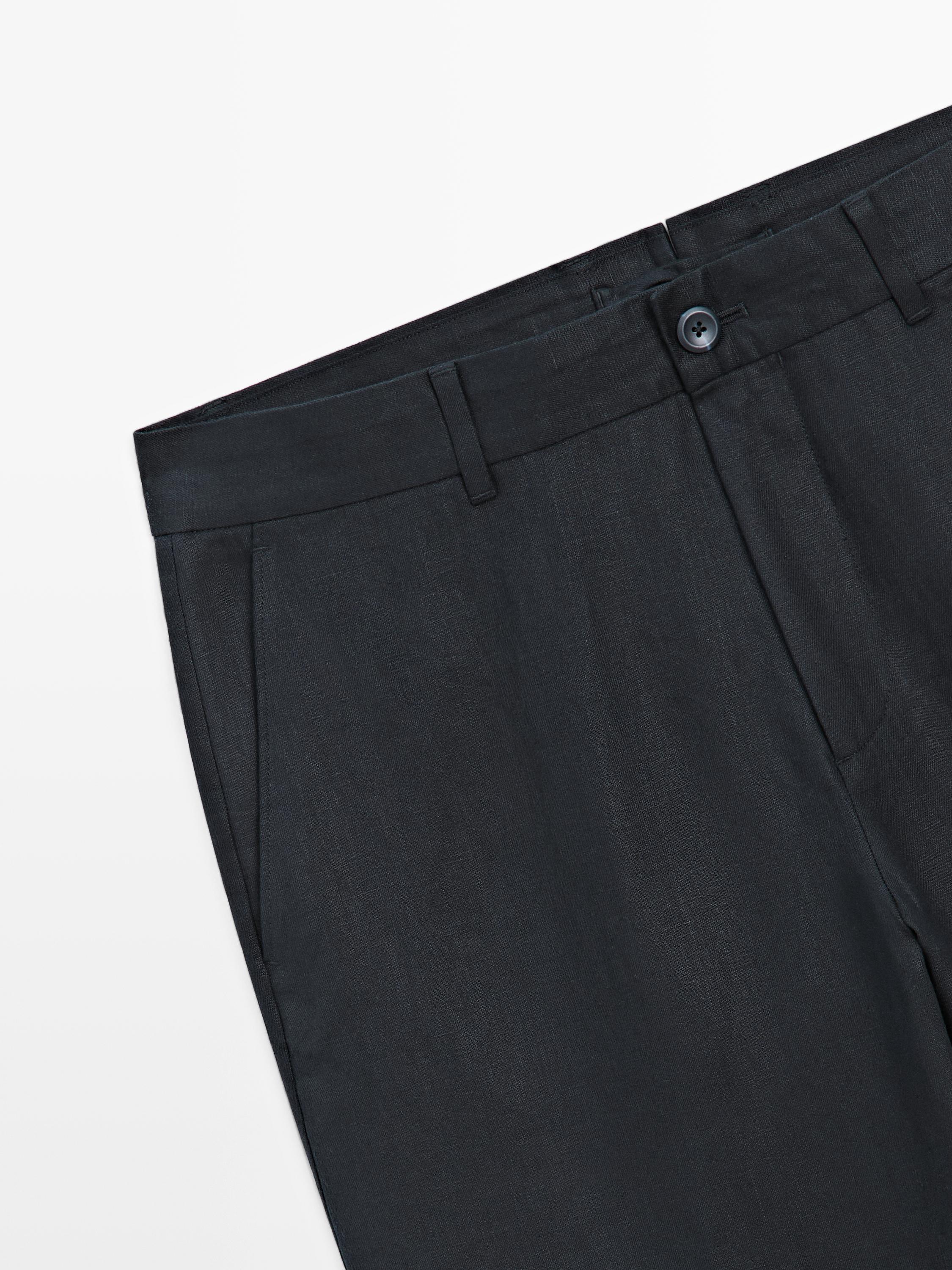 100% linen tapered fit trousers