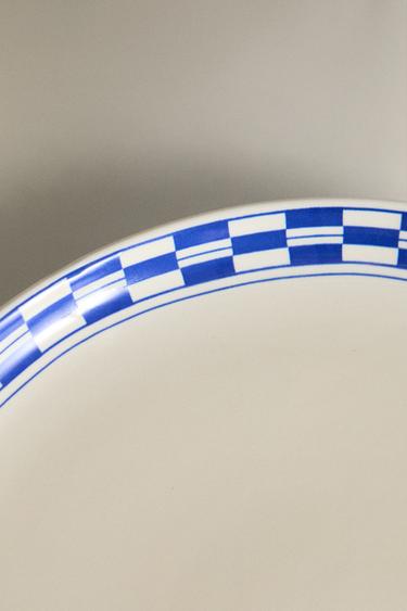 CERAMIC DESSERT PLATE WITH CHECKED EDGE - Ecru by Zara - Image 4