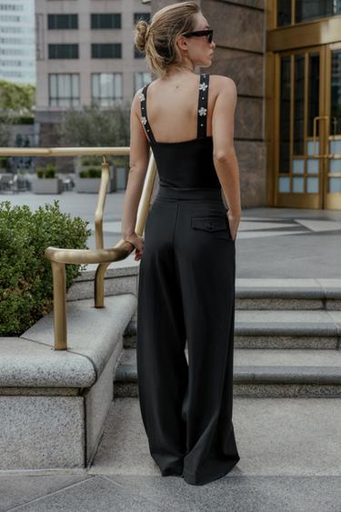 BODY HALTER STRETCH FLEURS - Noir de Zara - Image 2