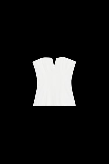LINEN-EFFECT STRAPLESS TOP - Oyster-white by Zara - Image 0