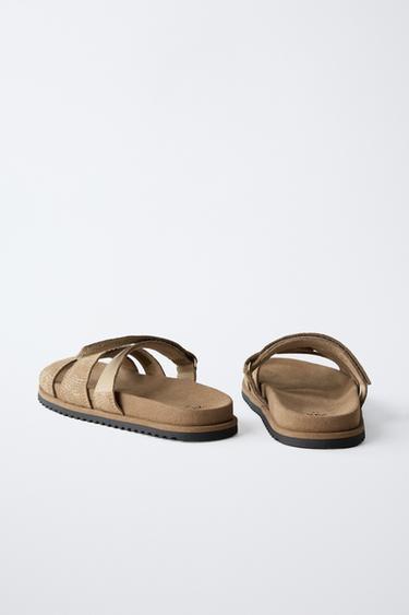SANDALES EN CUIR BRODÉ - Marron de Zara - Image 4