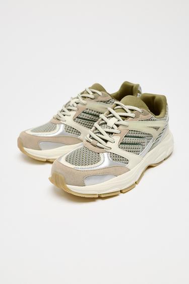 COLOUR-BLOCK RUNNING TRAINERS - Green by Zara - Image 2