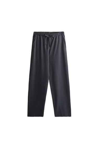 CALÇA COMPRIDA DE ALGODÃO - Azul-marinho da Zara