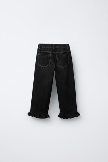 JEAN JUPE-CULOTTE À BAS VOLANTÉ - Noir de Zara - Image 1