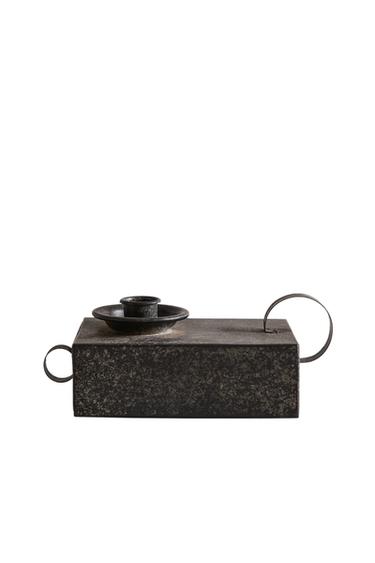 Zara METAL TEALIGHT HOLDER WITH DRAWER - Black