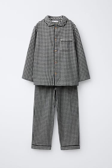 AGES 6-14 / GINGHAM PYJAMAS - Black / Ecru by Zara