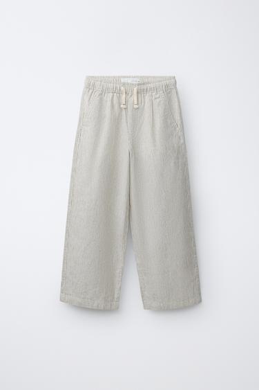 PANTALON STYLE PYJAMA À RAYURES - Écru de Zara