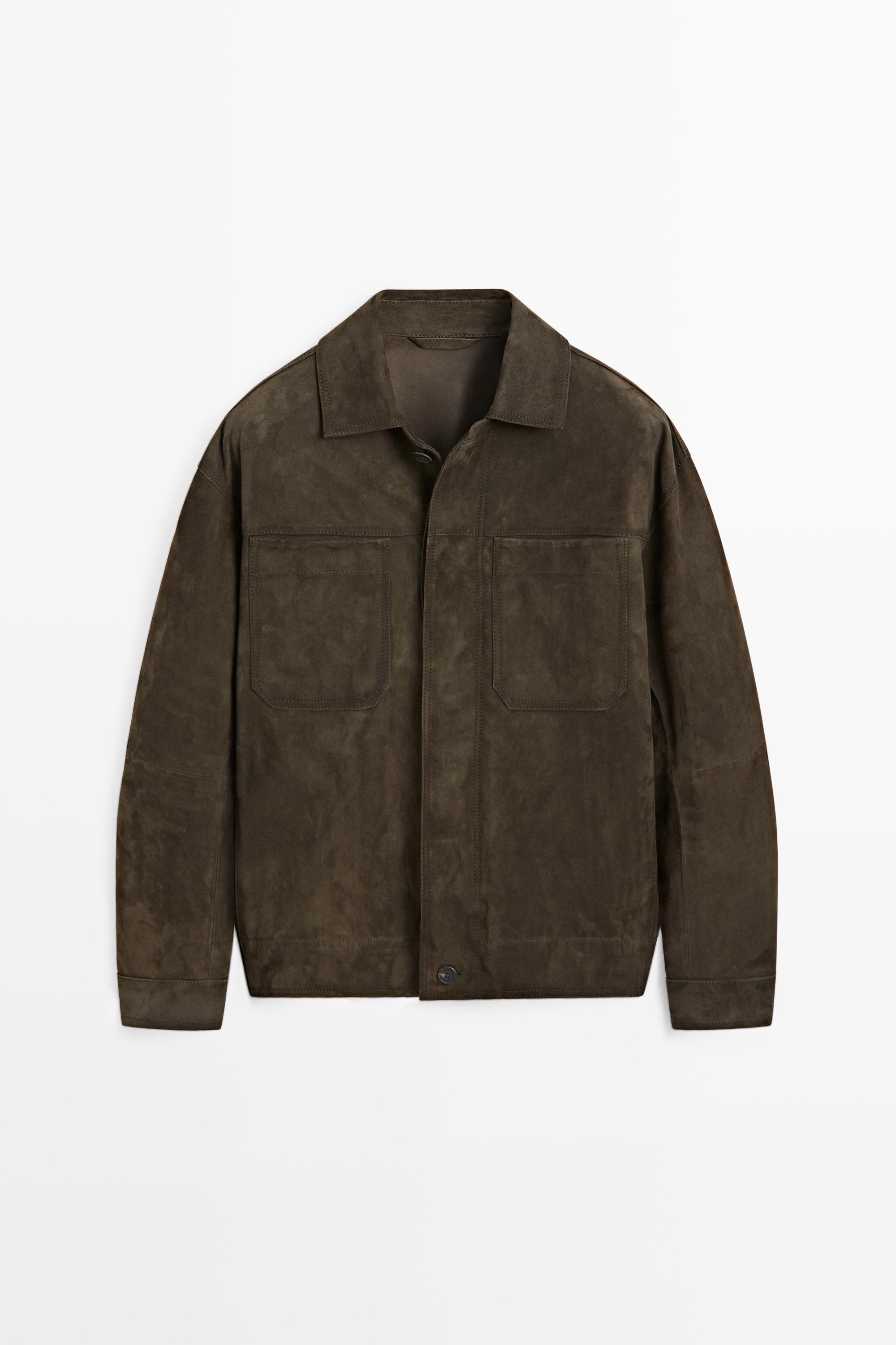 Veste en cuir effet daim relaxed fit