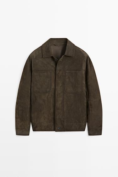 Relaxed fit Suede jacket — Khaki 1