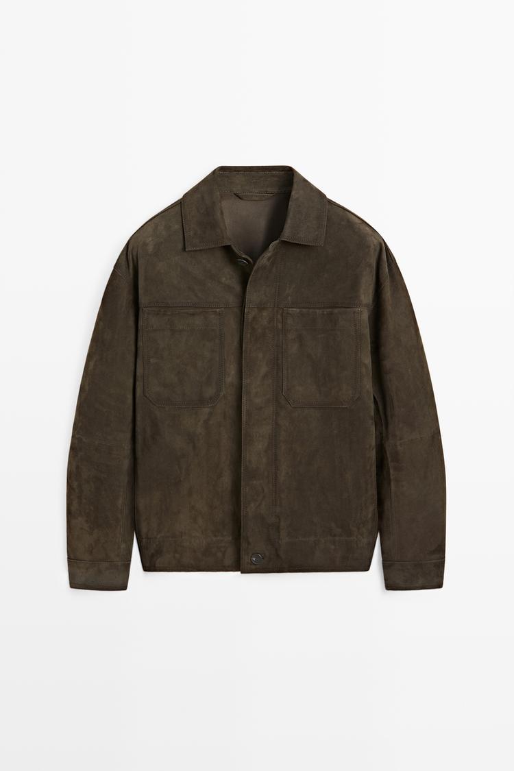 Relaxed fit Suede jacket — Khaki