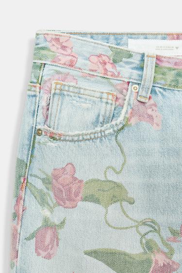 JEANS TRF LOOSE PLIÉ IMPRIMÉ TAILLE BASSE - Bleu de Zara - Image 3