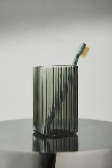 BOROSILICATE GLASS TOOTHBRUSH HOLDER - Grey by Zara - Image 5