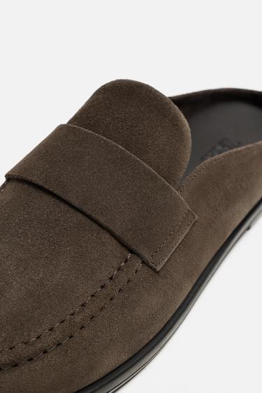 LEATHER MULE LOAFERS - Taupe Grey by Zara - Image 2