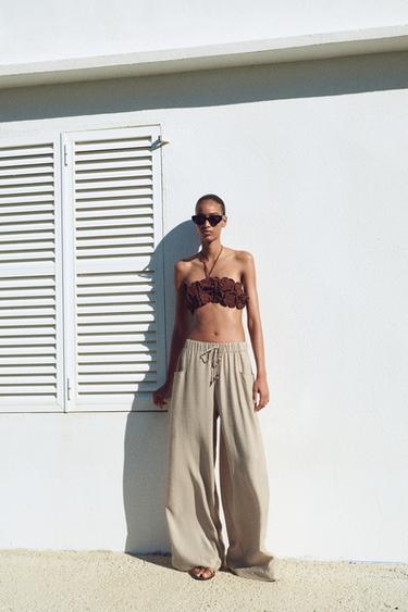 ELASTIK BELBOGʻLI WIDE-LEG SHIM - Qumrang Zara tomonidan - Tasvir 0