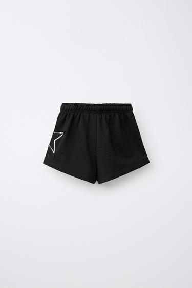 SEQUIN NUMBER PATCH SHORTS — Black 2