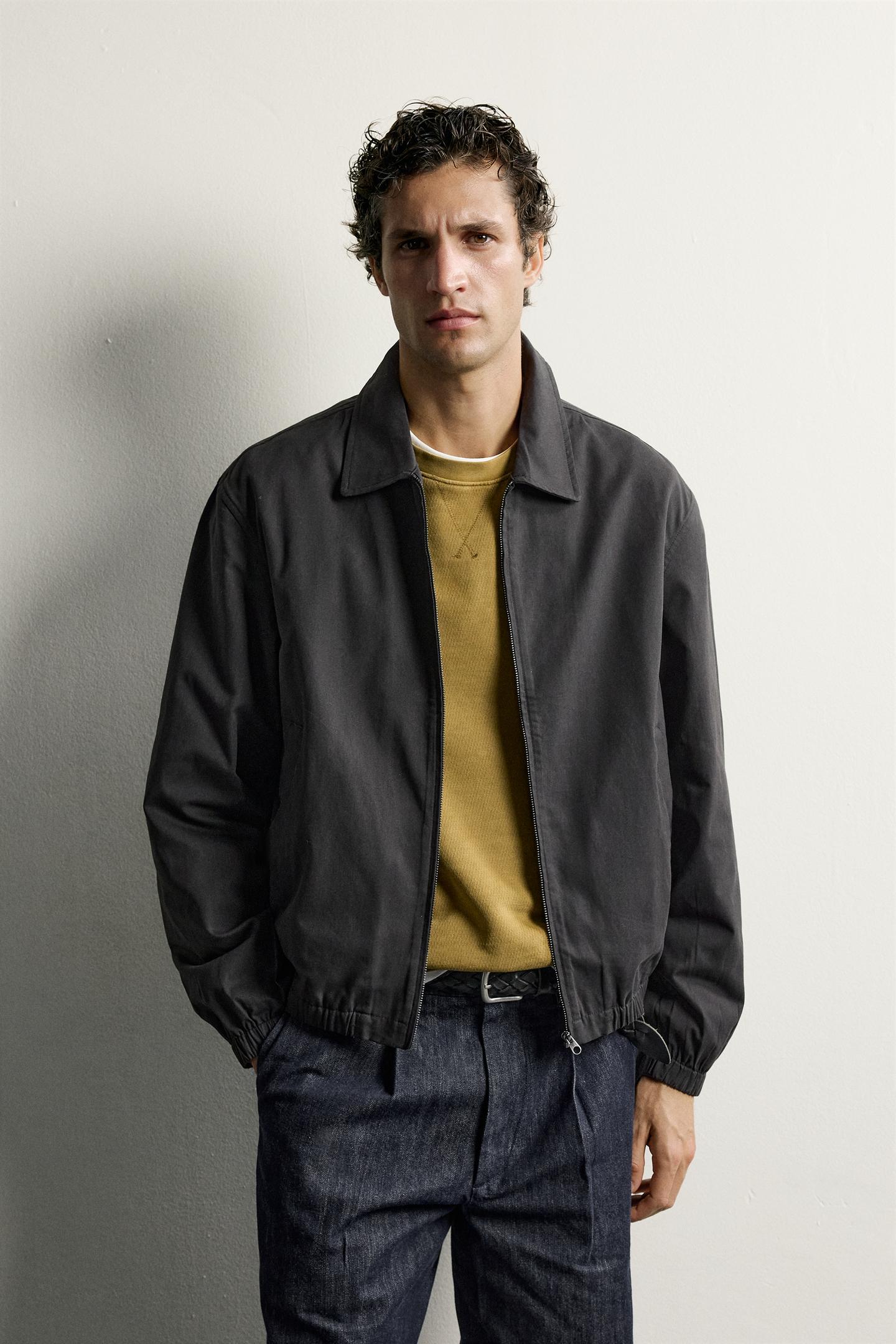 Мужская куртка Zara Lightweight Cotton-Lyocell, цвет: Чёрный — фото 2