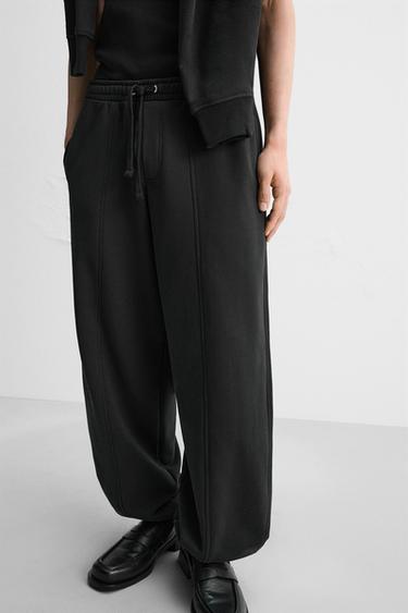 Zara BALLOON FIT JOGGER PANTS - Black